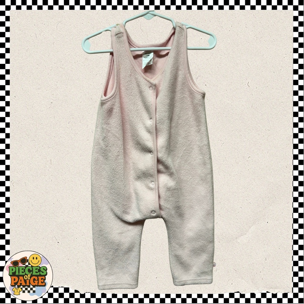 Zutano Baby Fleece Sleeveless Romper – Light Pink – 12M